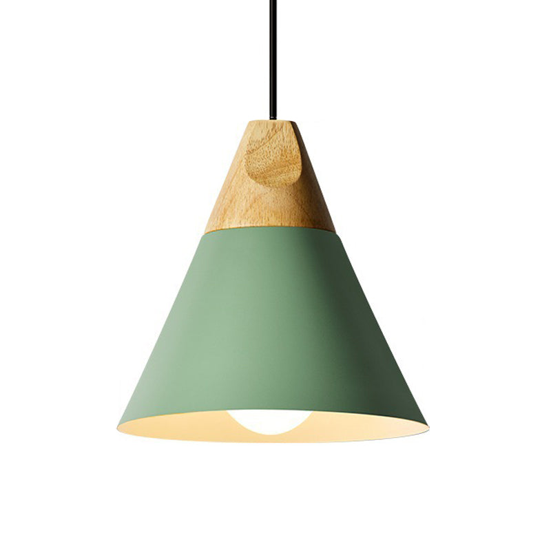 Taavita Aluminium Mini Kegel Suspension Lamp Taavita Breaks Hanging Pendant Light in Black/Yellow Green/Gold and Wood