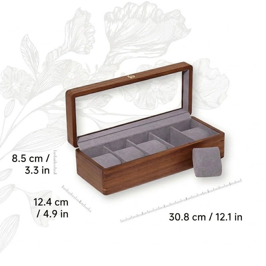 Walnut Watch Storage Case with Glass Lid | Soft Cushions | 3, 5 & 10 Slots
