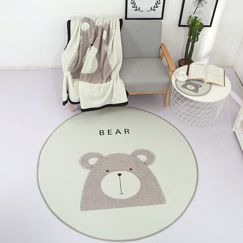 Cute Kids Indoor Rug Light Color Animal Rug with Words, Anti-Slip Backing, Pet Friendly Carpet