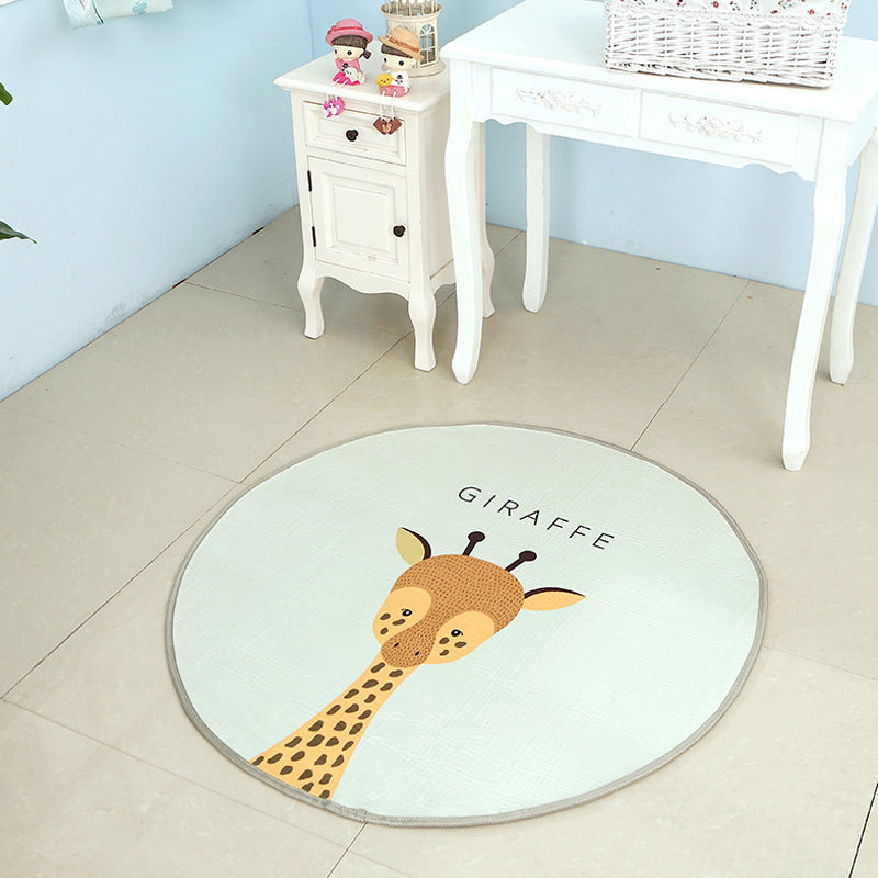 Cute Kids Indoor Rug Light Color Animal Rug with Words Anti-Slip Backing Pet Friendly Carpet Light Blue Clearhalo 'Area Rug' 'Rug' 1927744