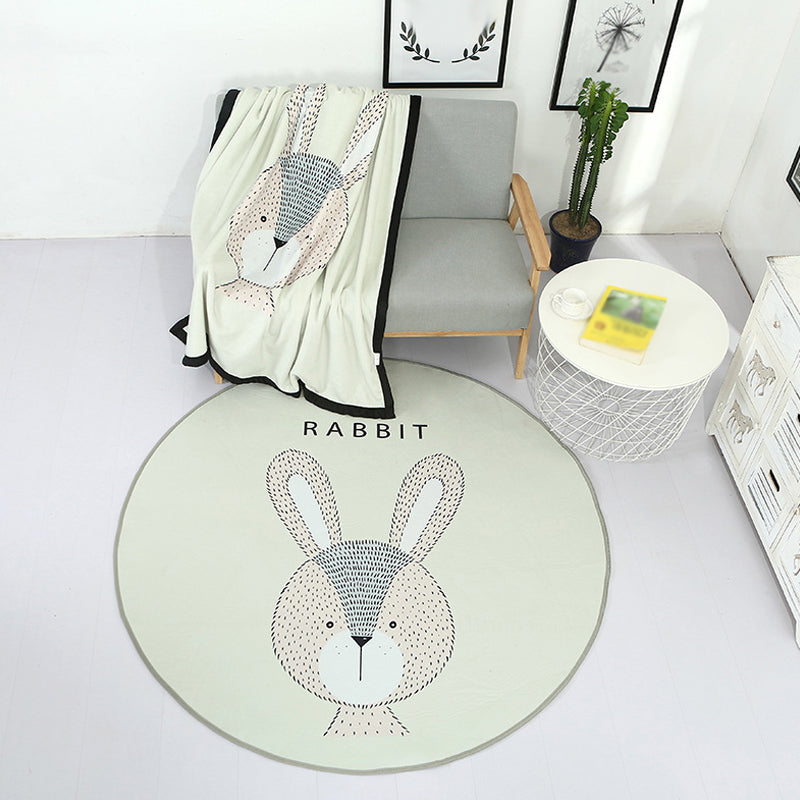Cute Kids Indoor Rug Light Color Animal Rug with Words Anti-Slip Backing Pet Friendly Carpet White Clearhalo 'Area Rug' 'Rug' 1927738