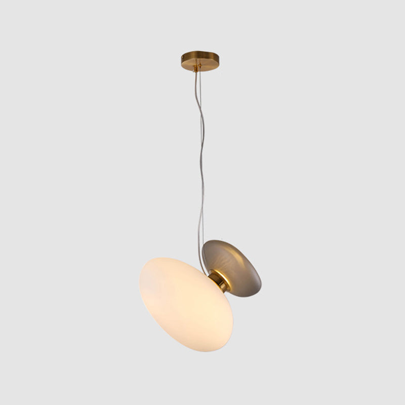 2 Taavita Dining Room Pendants Light Postmodern Brass Hanging Lighting with Cream/Stone Blue Glass Shades