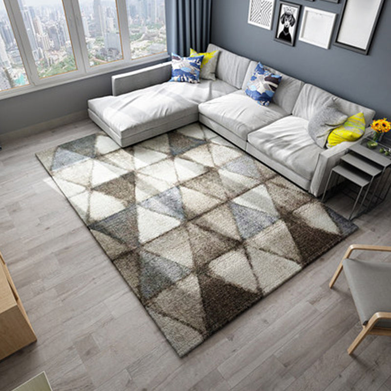 Modern Living Room Rug in Brown Abstract Triangle Circle Stripe Pattern Rug Polyester Washable Area Rug Clearhalo 'Area Rug' 'Modern' 'Rugs' Rug' 1947300