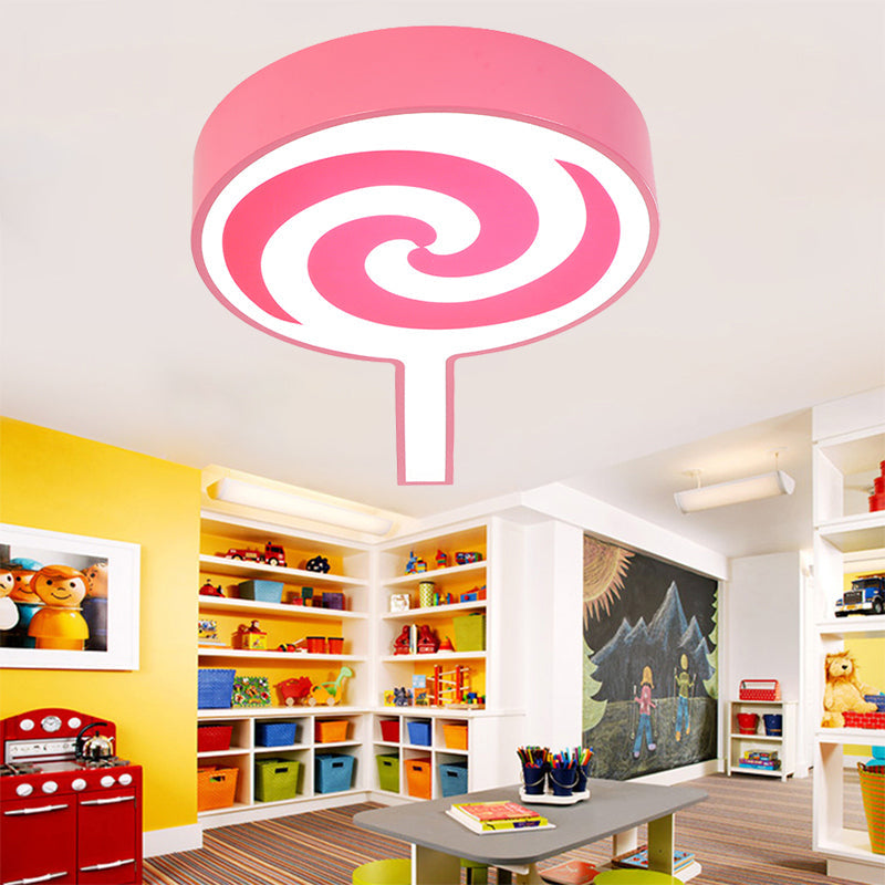 Taavita Kindergarten Flush Mount Ceiling Light - Acrylic Cartoon Ceiling Fixture with Remote Control Stepless Dimming, LED, 15 to 19 Inch, Blue Pink Yellow