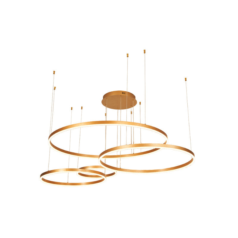 Metal Bubble Ring Chandelier Novelty Minimalist 4-Light LED Suspension Light in Black/Gold/Coffee Clearhalo 'Ceiling Lights' 'Chandeliers' 'Modern Chandeliers' 'Modern' Lighting' 1969323