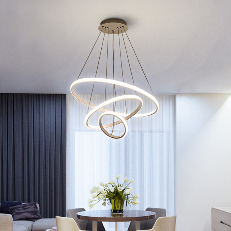 3/4-Tier LED Pendant Chandelier Minimalist Acrylic Hanging Ceiling Light for Living Room in White/Coffee