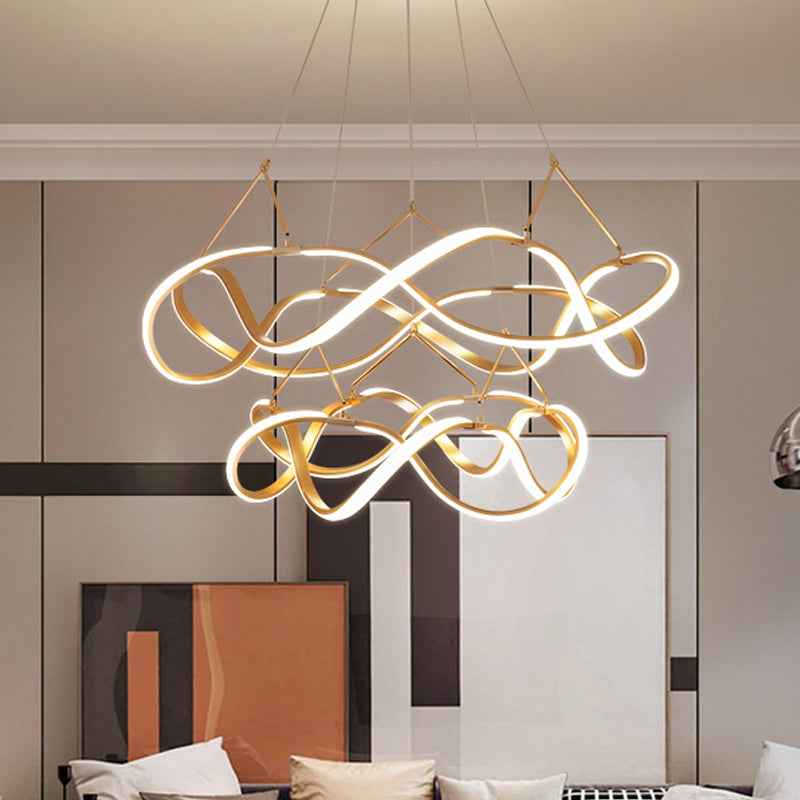 Taavita Twined Minimalist 1/2-Tier Metal LED Hanging Pendant Chandelier for Dining Room, 31"/43" Wide