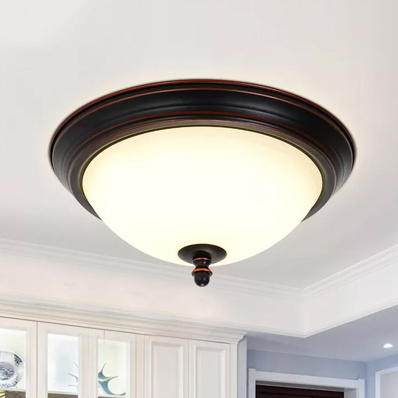 Bowl Shaped LED Ceiling Lighting Minimalist Black/Bronze/Dark Coffee Milk Glass Flush Mount Fixture, 15"/19.5" Wide Dark Coffee Clearhalo 'Ceiling Lights' 'Close To Ceiling Lights' 'Close to ceiling' 'Flush mount' Lighting' 1972189