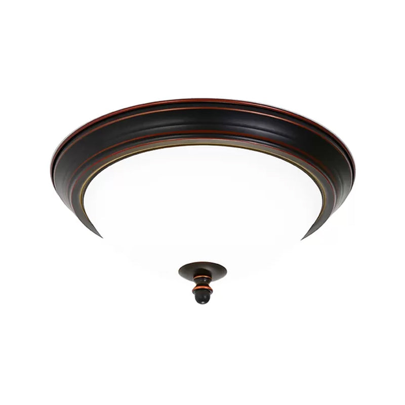 Taavita Bowl Shaped LED Flush Mount Ceiling Lighting - Minimalist Black/Bronze/Dark Coffee Milk Glass Fixture, 15"/19.5" Wide