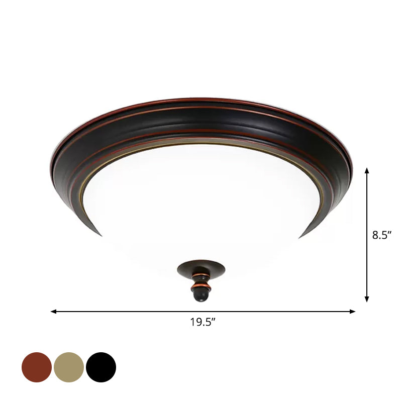 Taavita Bowl Shaped LED Flush Mount Ceiling Lighting - Minimalist Black/Bronze/Dark Coffee Milk Glass Fixture, 15"/19.5" Wide