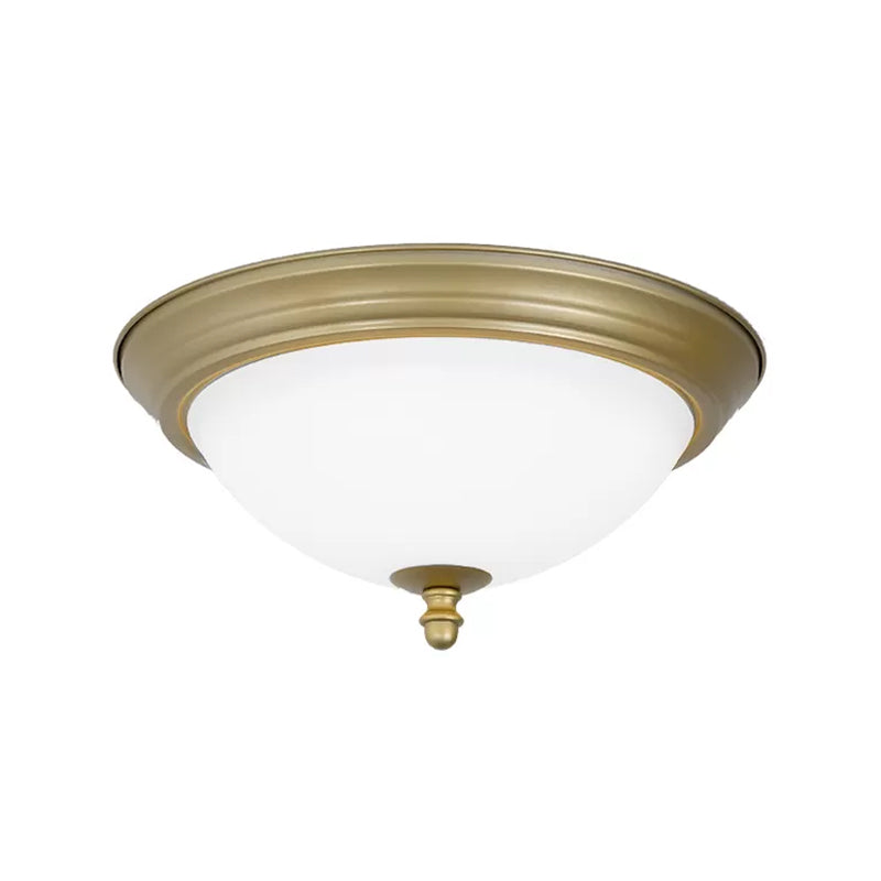 Taavita Bowl Shaped LED Flush Mount Ceiling Lighting - Minimalist Black/Bronze/Dark Coffee Milk Glass Fixture, 15"/19.5" Wide