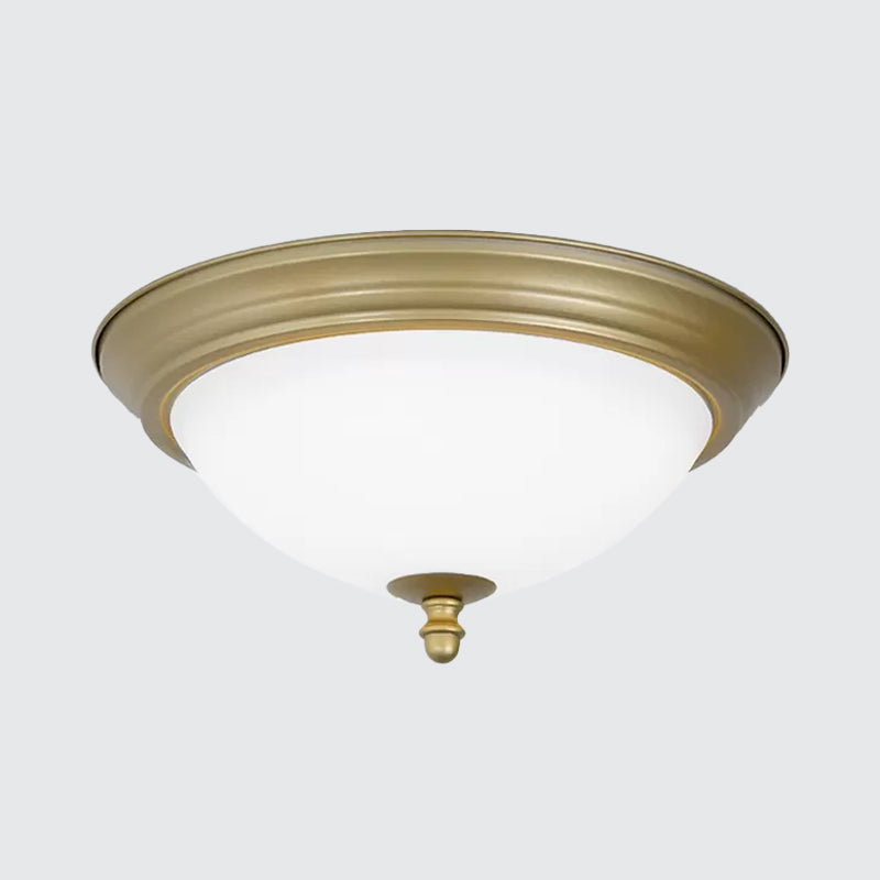 Taavita Bowl Shaped LED Flush Mount Ceiling Lighting - Minimalist Black/Bronze/Dark Coffee Milk Glass Fixture, 15"/19.5" Wide