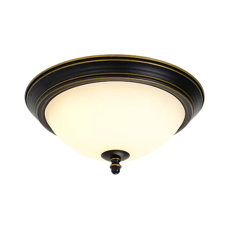 Taavita Bowl Shaped LED Flush Mount Ceiling Lighting - Minimalist Black/Bronze/Dark Coffee Milk Glass Fixture, 15"/19.5" Wide