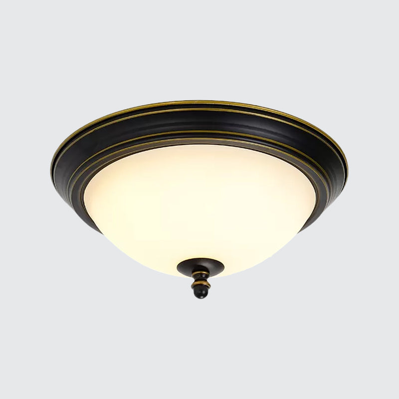 Taavita Bowl Shaped LED Flush Mount Ceiling Lighting - Minimalist Black/Bronze/Dark Coffee Milk Glass Fixture, 15"/19.5" Wide