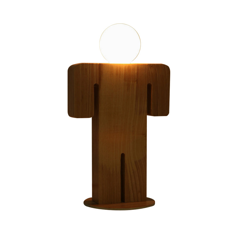 Taavita Study Room Desk Light Wood 1 Head Modern Plug In Desk Lamp in Beige for Kids