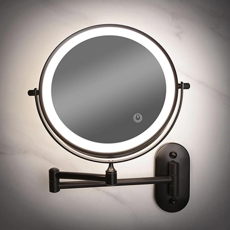 Illuminated Rechargeable Vanity Mirror with Adjustable Magnification