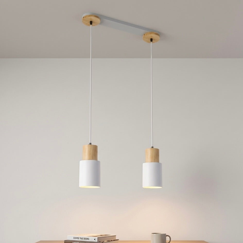 Scandinavian Style LED Hanging Light Fixture - Wood and Metal