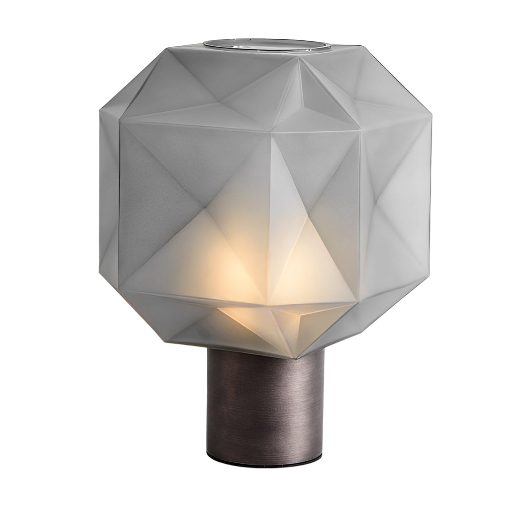 1-Light Modern Table Lamp with Cylinder Base and Smoke Glass Orb