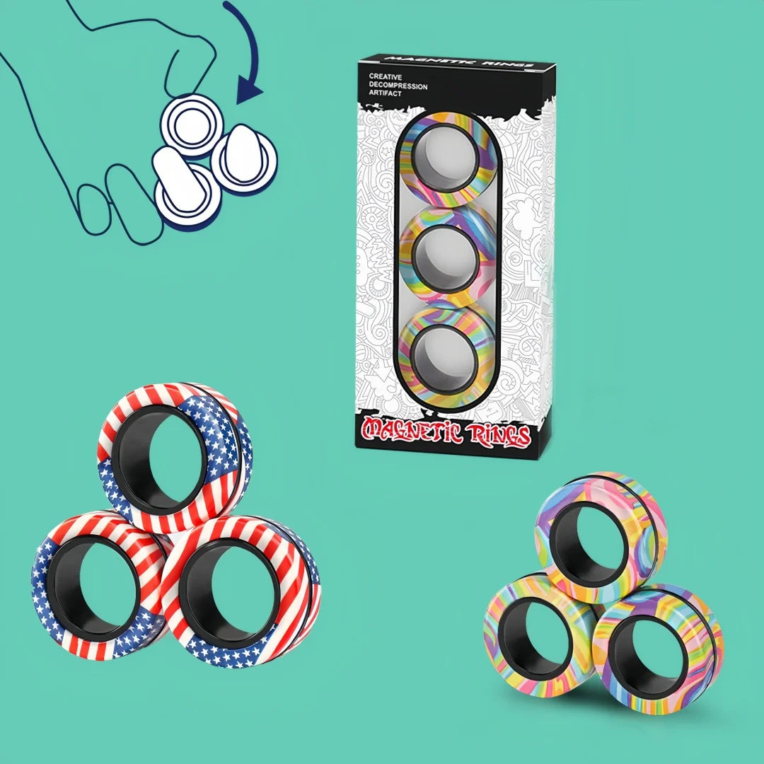 Set of Magnetic Spinner Rings for Fidgeting