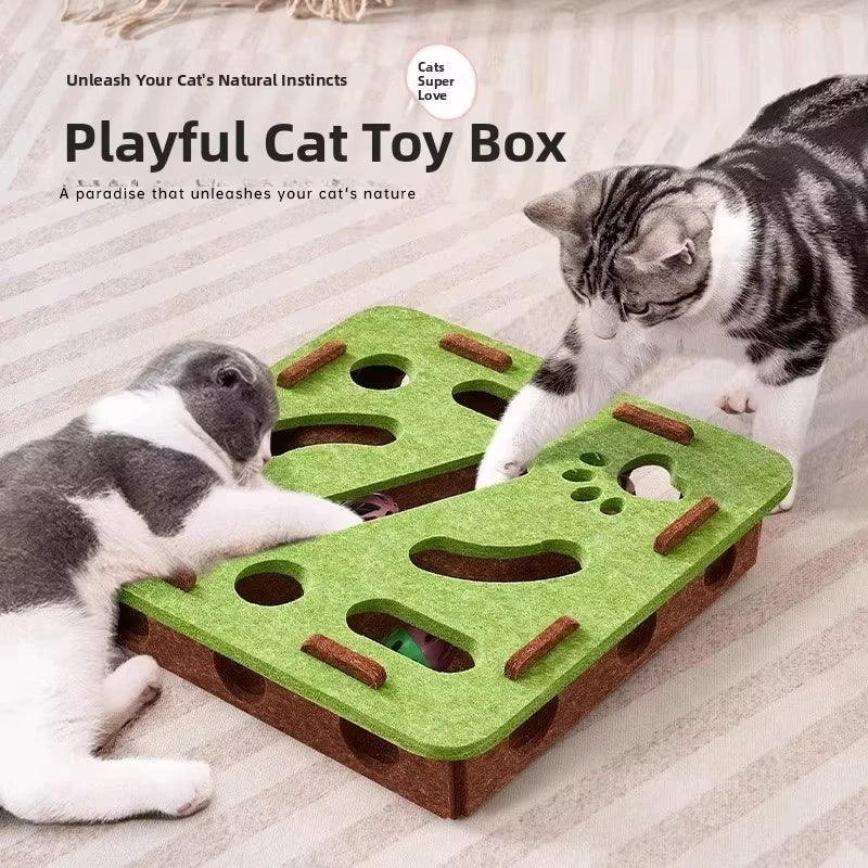 Interactive Puzzle Box Toy for Cats Made of Felt