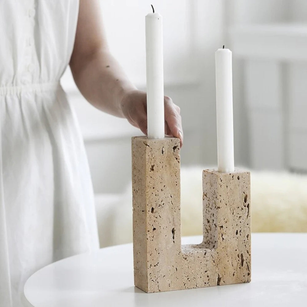 LuxeStone – Elegant Dual Candle Holder for Modern Spaces