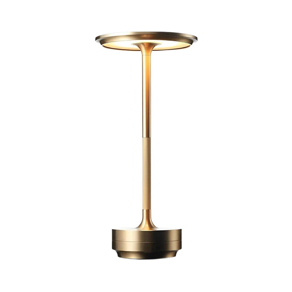 Elegant Brass Cone LED Portable Table Lamp with USB-C Charge