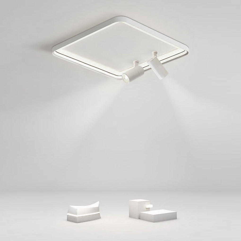 16'' Square Dimmable Flush Mount LED Ceiling Lights with 2 Adjustable Spotlights