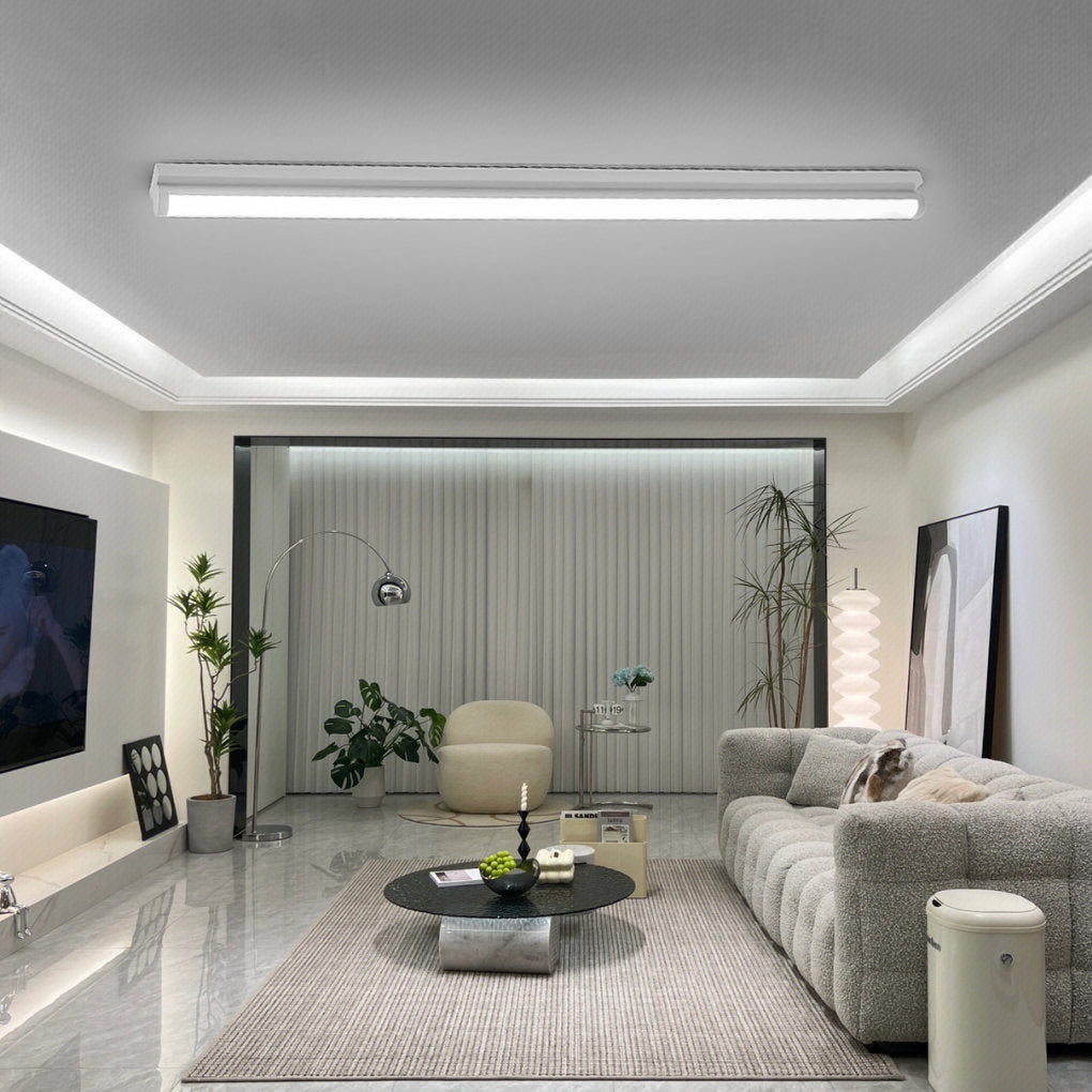 24'' 30'' Rectangular LED Modern Flush Mount Lighting White Black Ceiling Lights - Dazuma