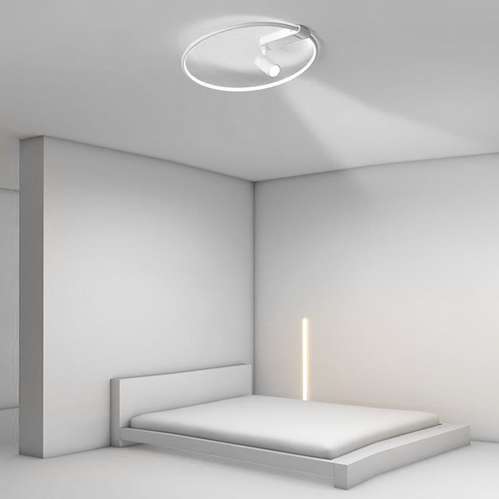 16'' Round Adjustable Dimmable Outdoor Flush Mount Light with Spotlights and Track Lights