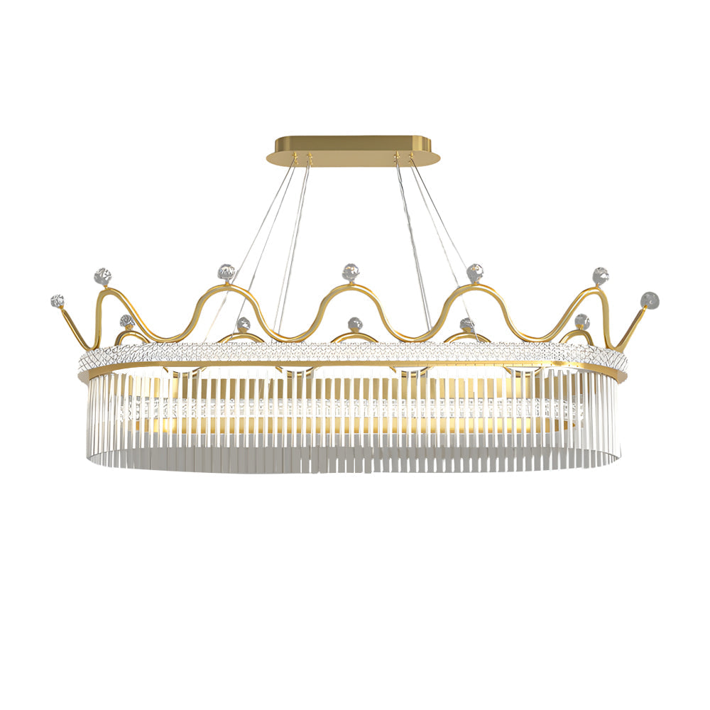 1/2 Layers Modern Long Oval Crystal Crowns Chandelier Three Step Dimming
