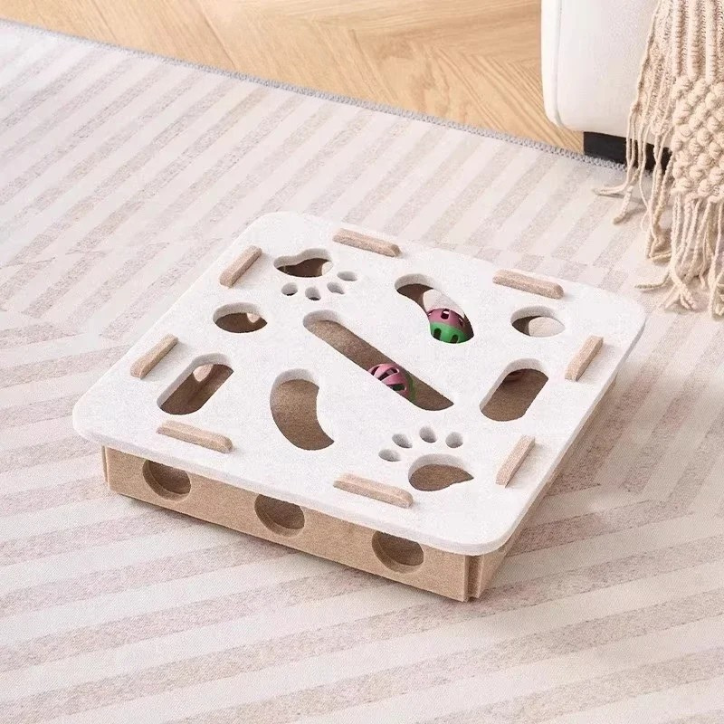 Interactive Puzzle Box Toy for Cats Made of Felt
