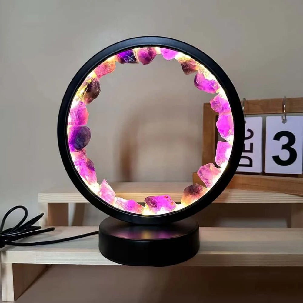 Crystal Column Design Night Lamp with Healing Stones