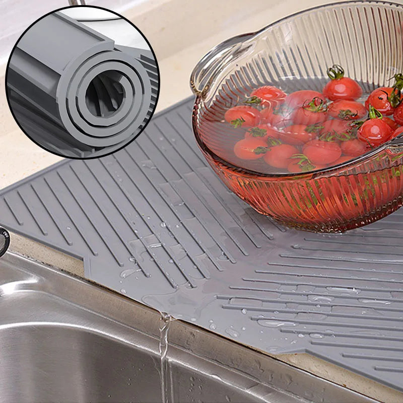 Dish Drying Mat for Countertops - Silicone Kitchen Accessory