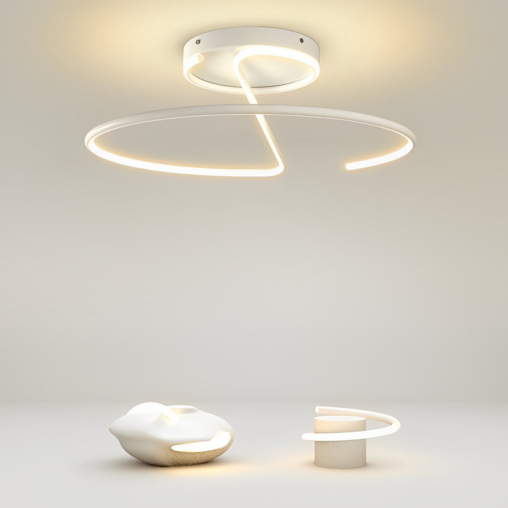 16 inch Circular Modern LED Semi Flush Mount Ceiling Light with Sleek Wire-inspired Design