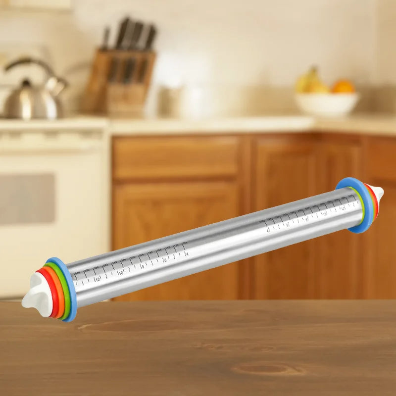 Rolling Pin with Adjustable Thickness Rings
