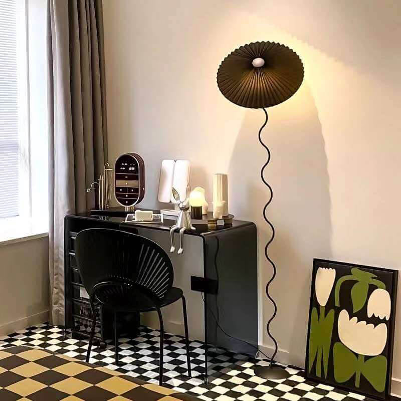 Taavita Floor Lamp with Pleated Fabric Shade