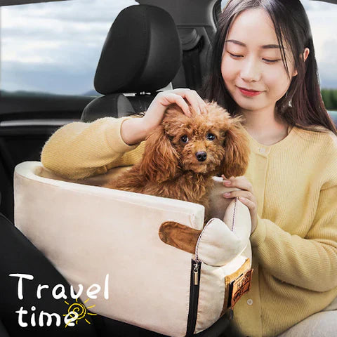 Travel Bag for Small Dogs and Cats - Pet Car Seat with Armrest Safety