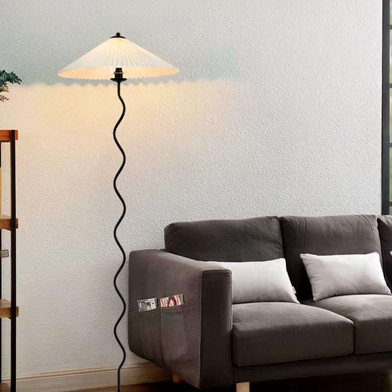 Taavita Floor Lamp with Pleated Fabric Shade