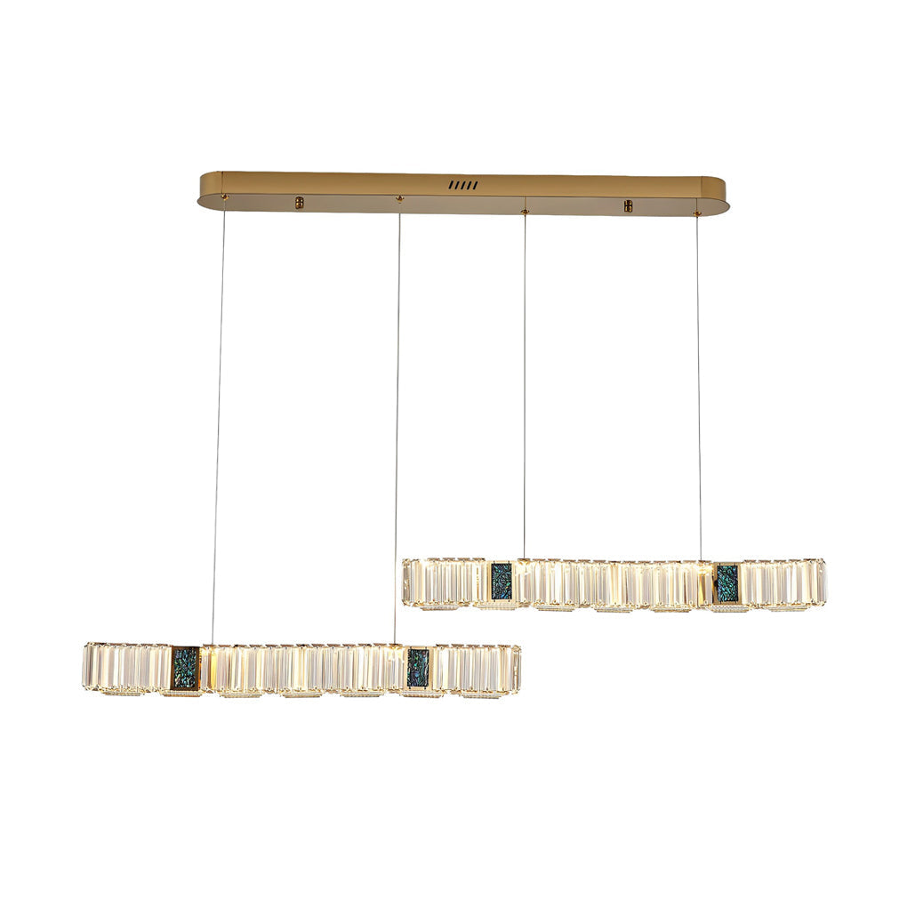 2 Strips Three Step Dimming LED Modern Crystal Chandeliers for Dining Room