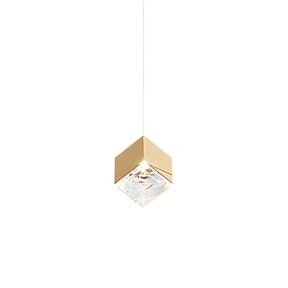 Taavita 1/3/6/9-Light Multi Glass Ice Cube Metallic Staircase Chandelier in Gold/Chrome
