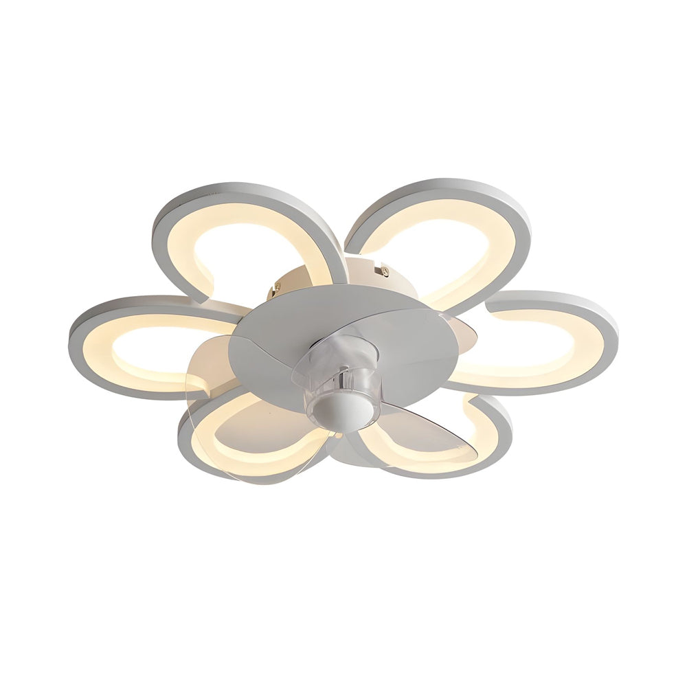 19.7 in. White Flush Mount Flower Ceiling Fan Light with 6-Speed Control