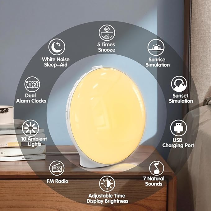 Natural Sound Alarm Clock with Light Feature
