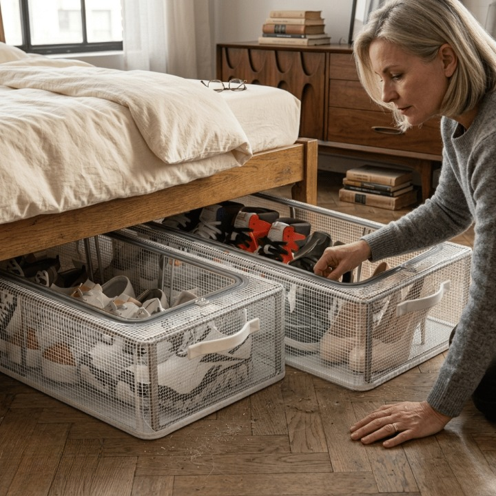 Clear Stackable Shoe Storage Boxes with Front Access