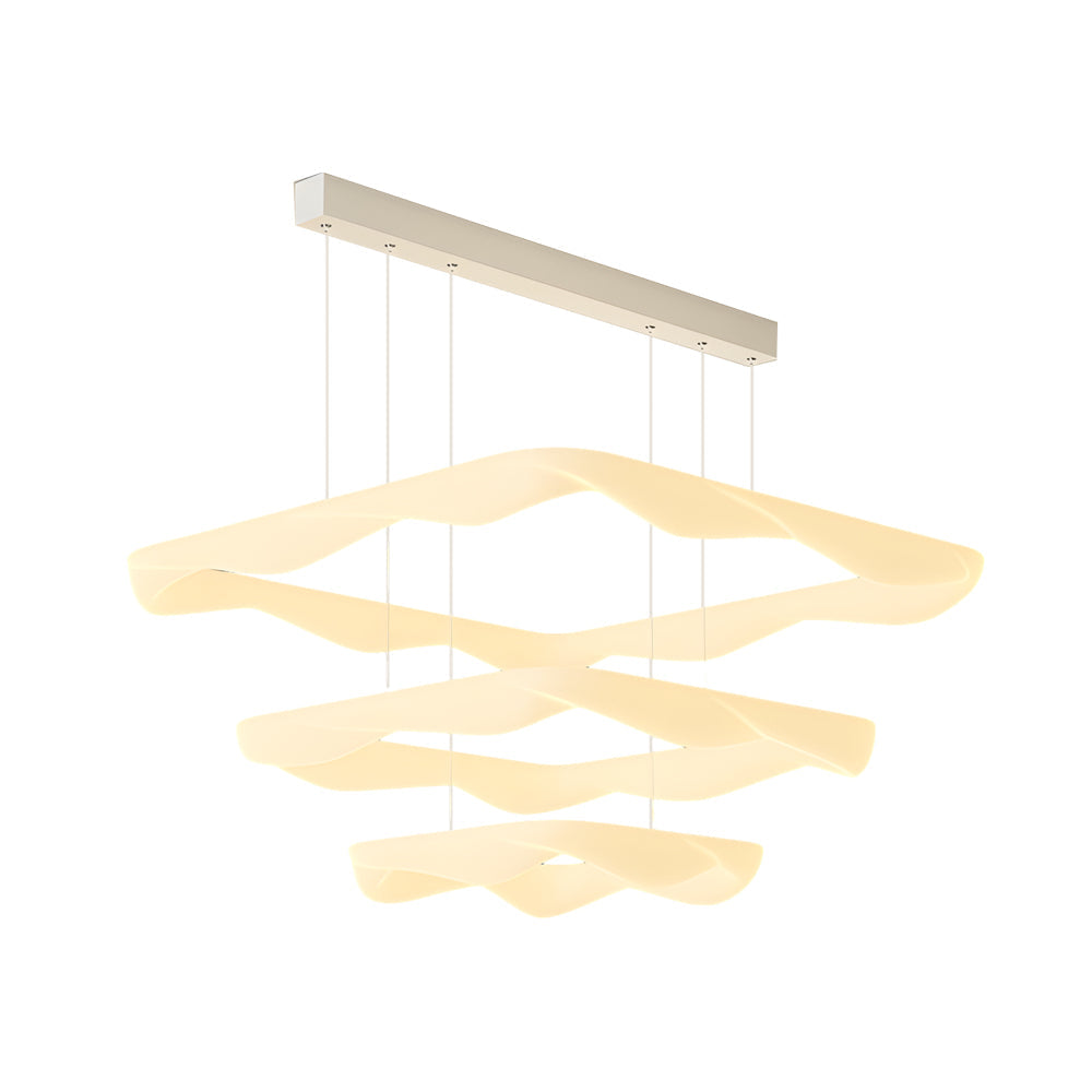 2/3 Square Rings Cream Style Modern LED Three Step Dimming Chandelier