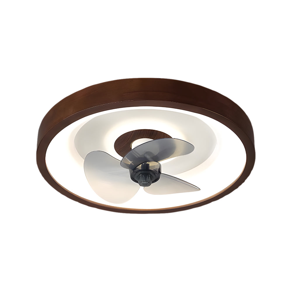19.7-in Walnut Flush Mount Ceiling Fan with 6-Speed LED Light and Remote