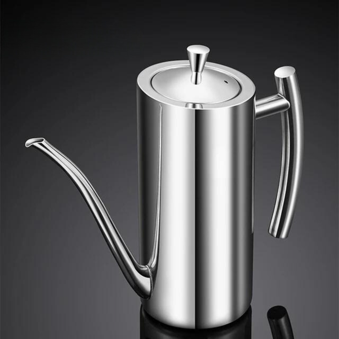 Oil Dispenser in Stainless Steel with Spout for Easy Pouring