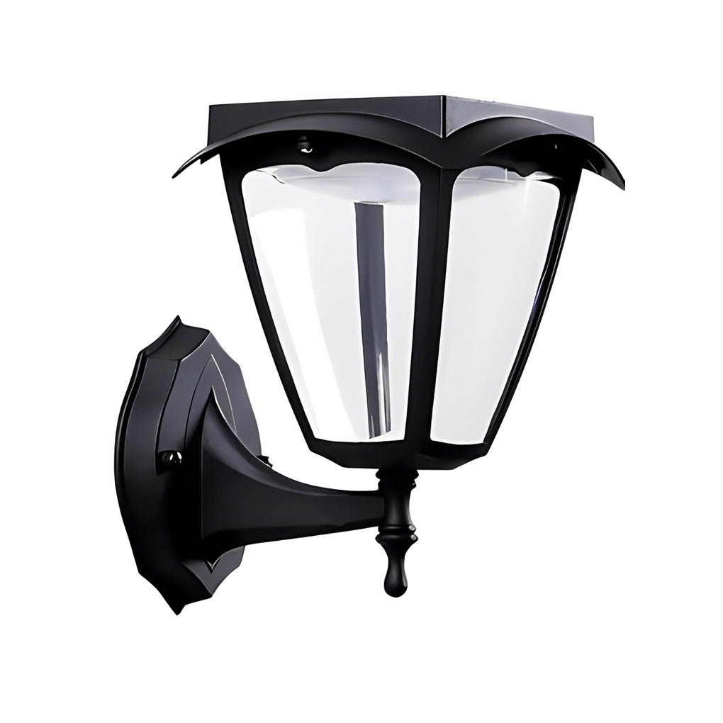 1-Light Black Solar LED Powered Porch Sconce Outdoor Wall Light