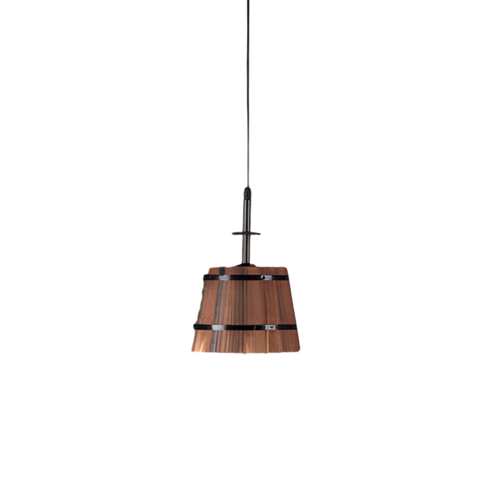 1/3-Light Rustic Wood Bucket Shade Pendant Lighting for Taavita Bar