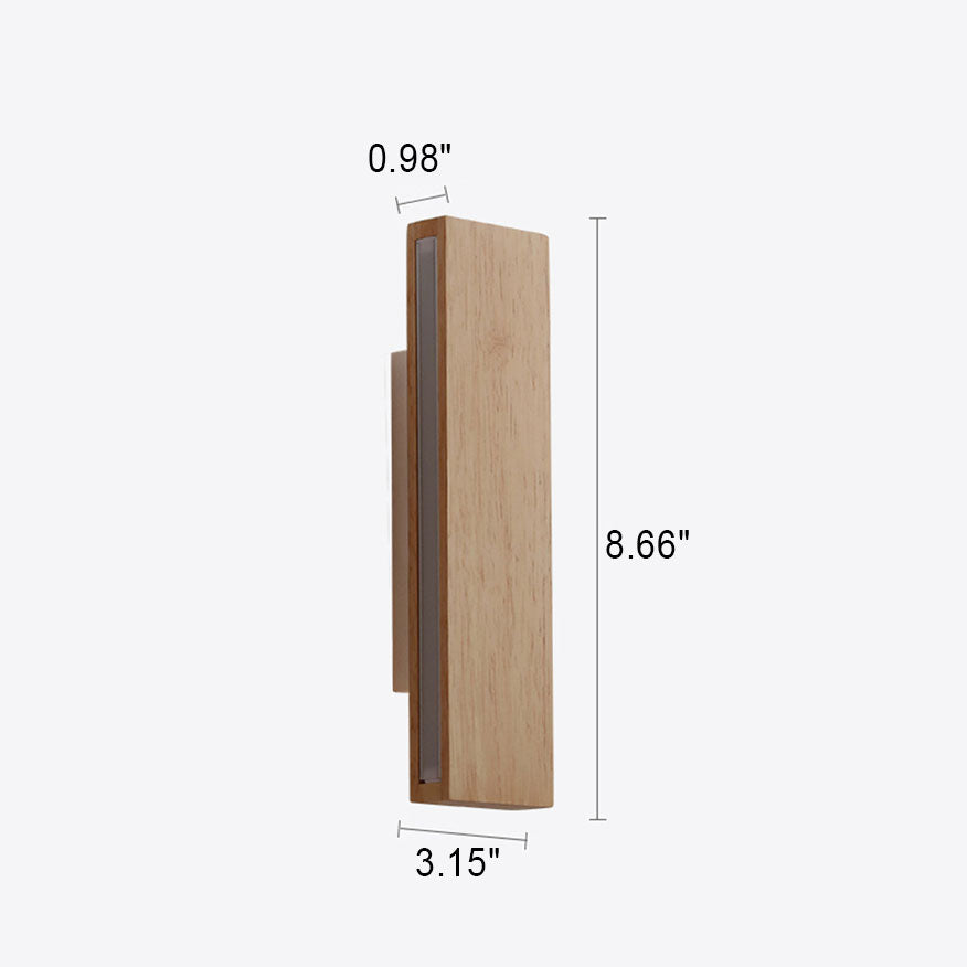 Taavita minimalist, rectangular, flat, rotatable LED wall lamp made of wood