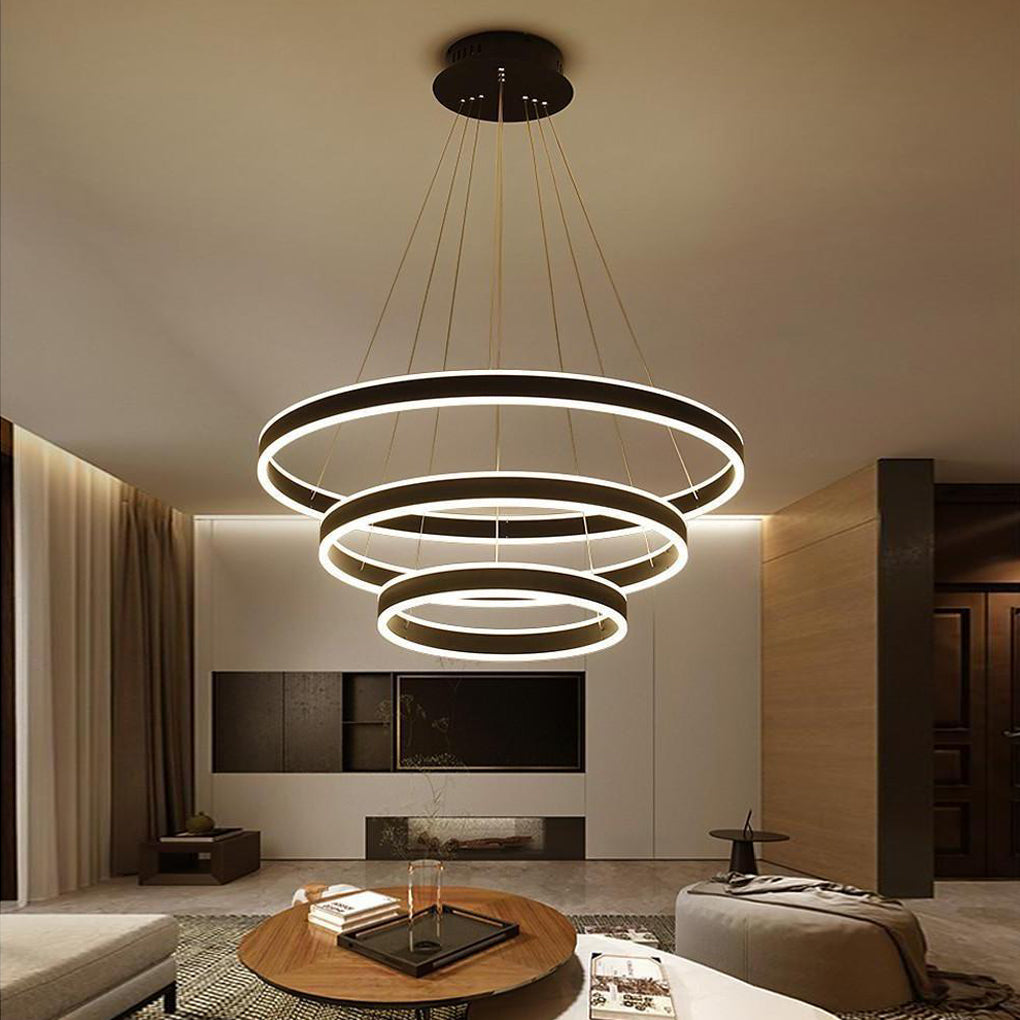 3 Circles Interwoven LED Modern Chandeliers Pendant Light Hanging Lamp by Taavita